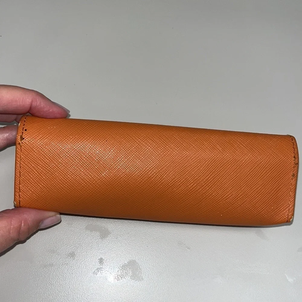 Tory Burch eyeglass semi soft case, Orange